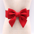 Fashional Coated One Piece Blue Color Elastic Bow Women Fabric Belts